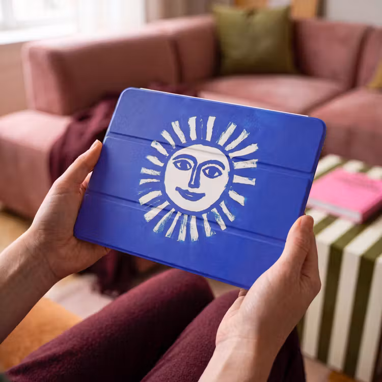iPad hoes - Zon - Gezicht - Penseelstructuur - Blauw — 4