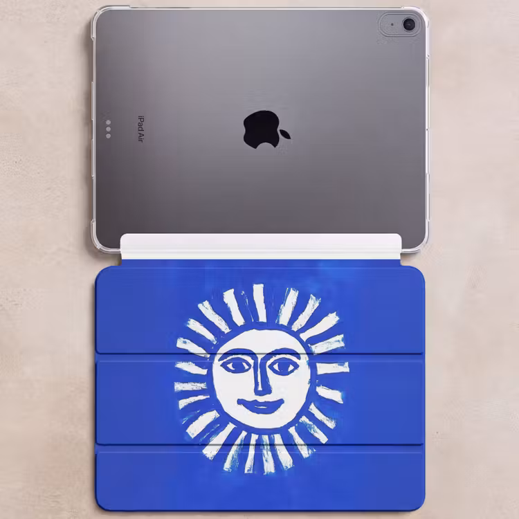 iPad hoes - Zon - Gezicht - Penseelstructuur - Blauw — 6