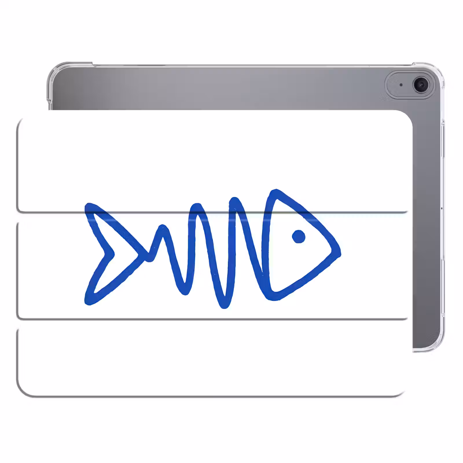 iPad hoes - Vis - Minimalistisch - Blauw - Lijn — 1
