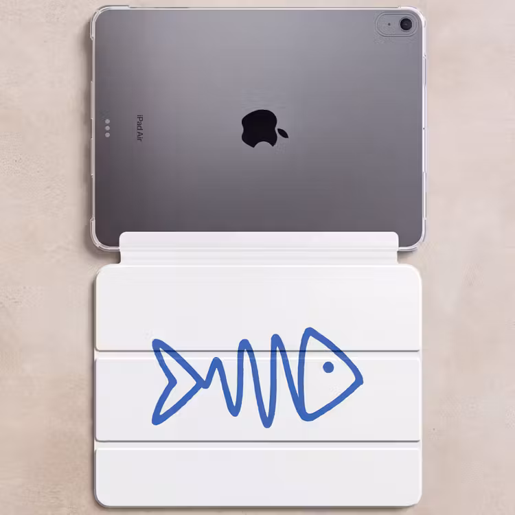 iPad hoes - Vis - Minimalistisch - Blauw - Lijn — 6