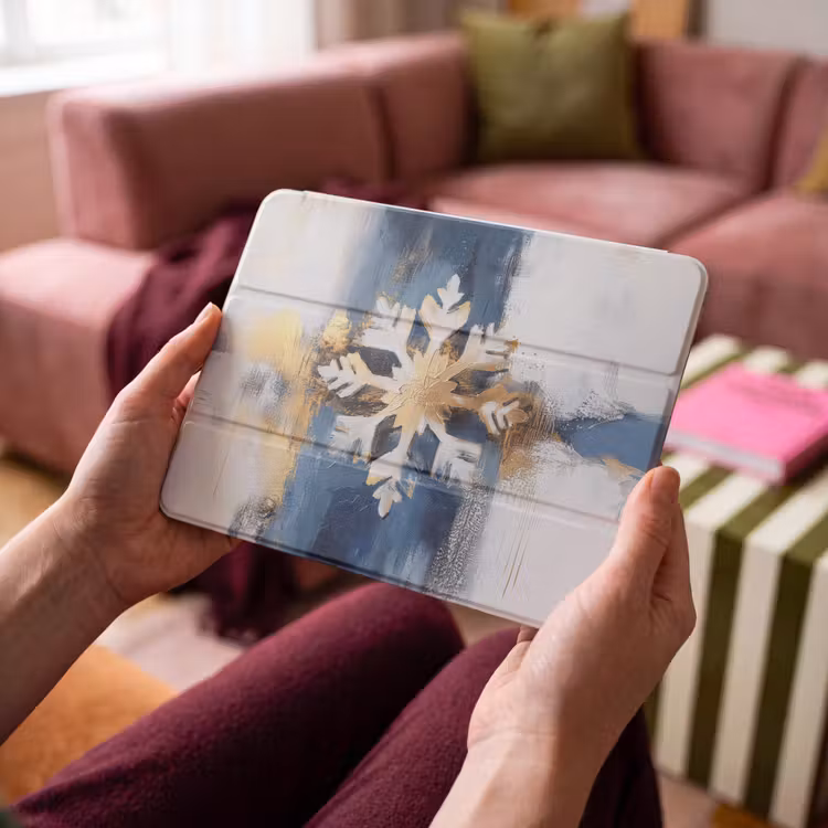 iPad hoes - Abstract - Winter - Sneeuwvlok - Sneeuw - Goud — 4