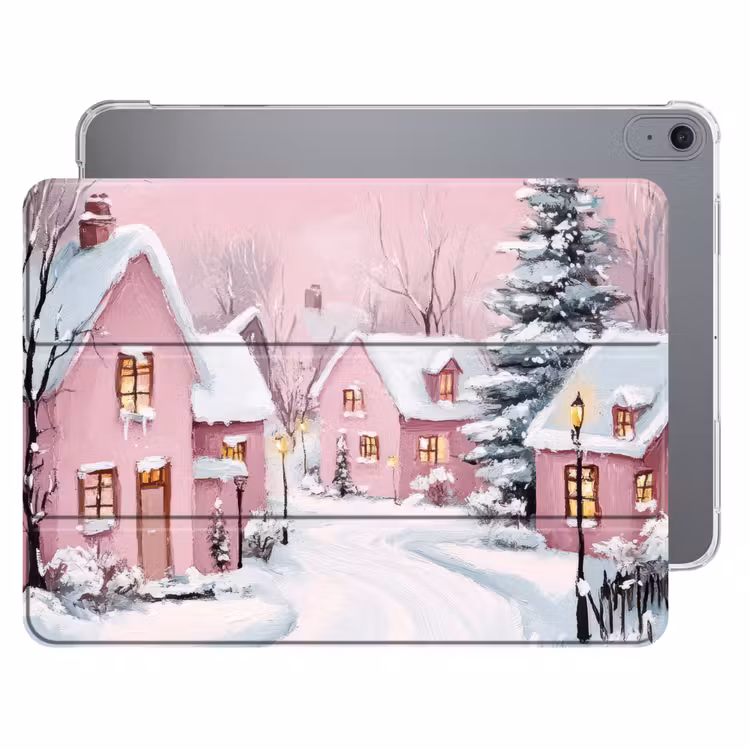 iPad hoes - Kerstdorp - Roze - Winter - Sneeuw - Huizen — 1