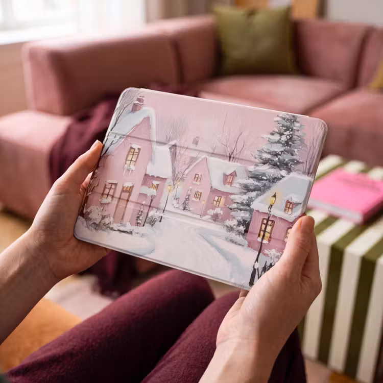 iPad hoes - Kerstdorp - Roze - Winter - Sneeuw - Huizen — 4