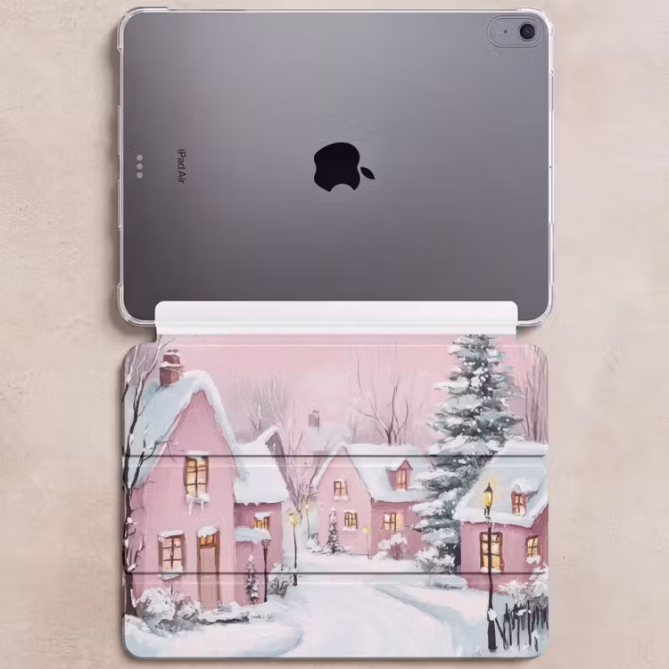 iPad hoes - Kerstdorp - Roze - Winter - Sneeuw - Huizen — 6