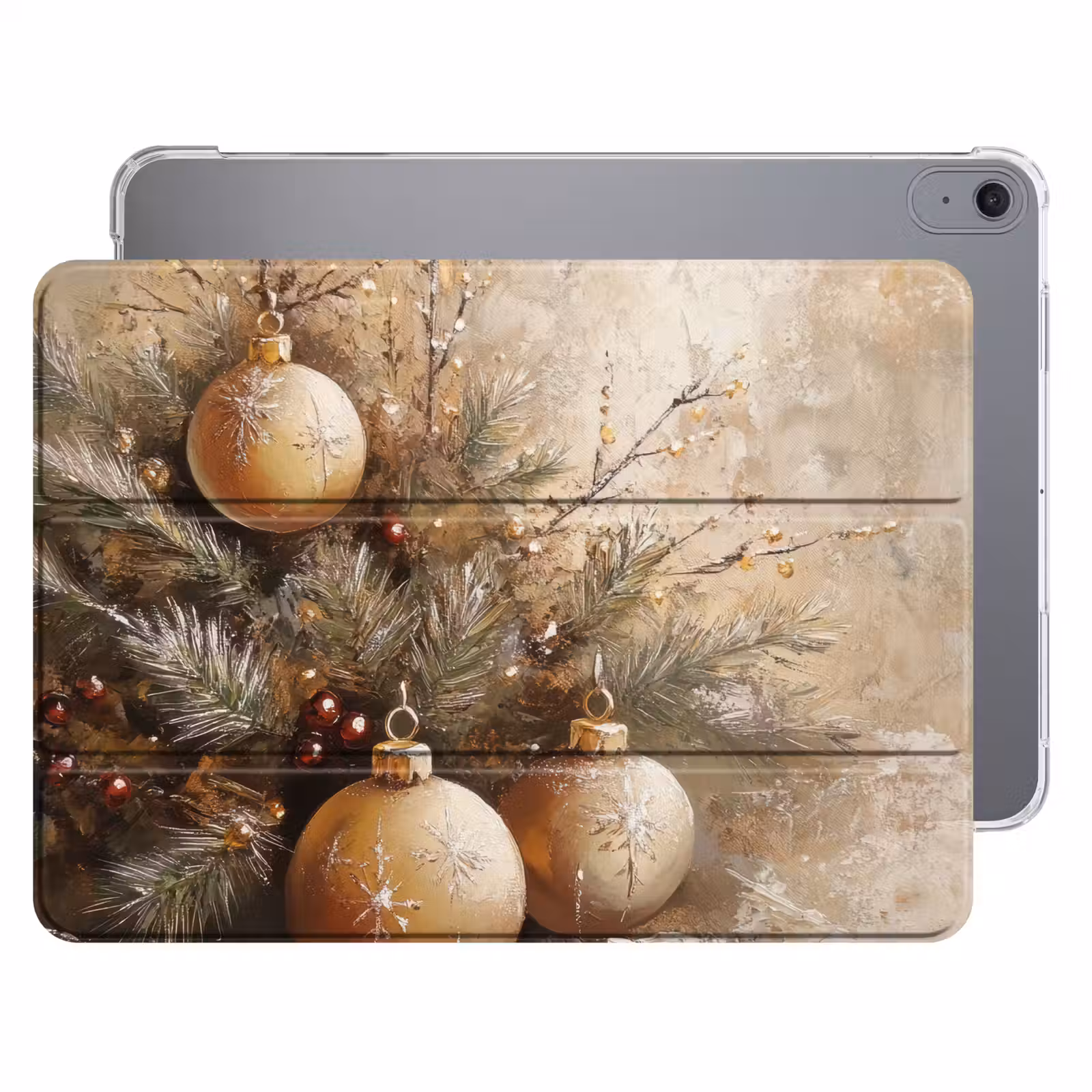 iPad hoes - Kerst - Kerstballen - Beige - Goud — 1