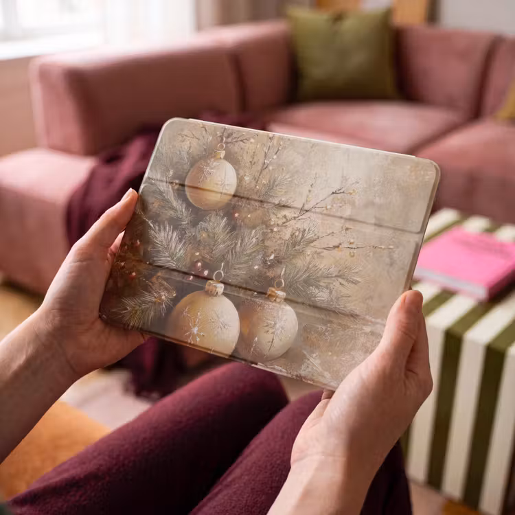iPad hoes - Kerst - Kerstballen - Beige - Goud — 4
