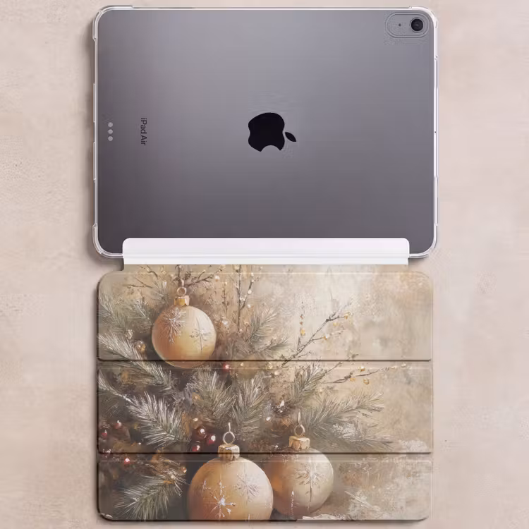iPad hoes - Kerst - Kerstballen - Beige - Goud — 6