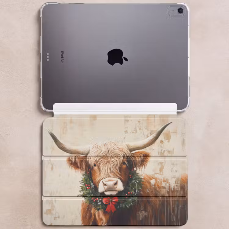iPad hoes - Kerst - Schotse Hooglander - Bruin - Krans — 6
