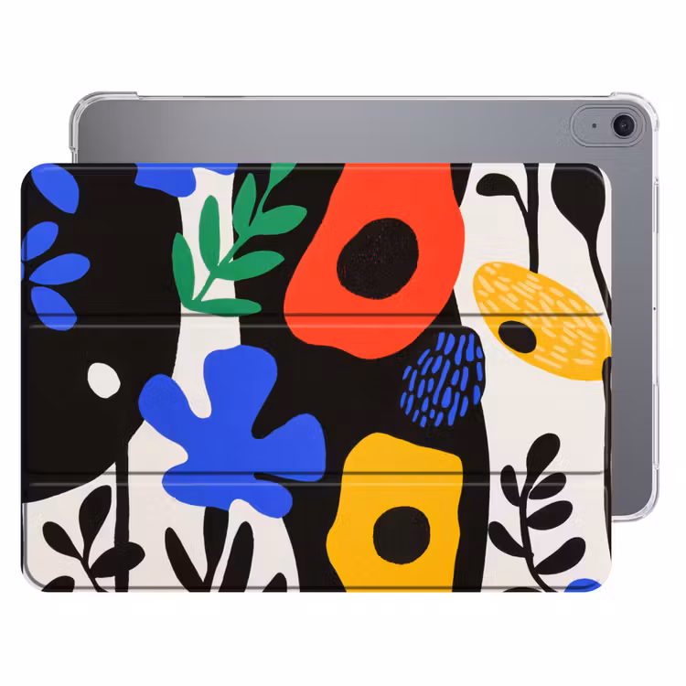iPad hoes - Bloemen - Bladeren - Abstract - Zwart — 1