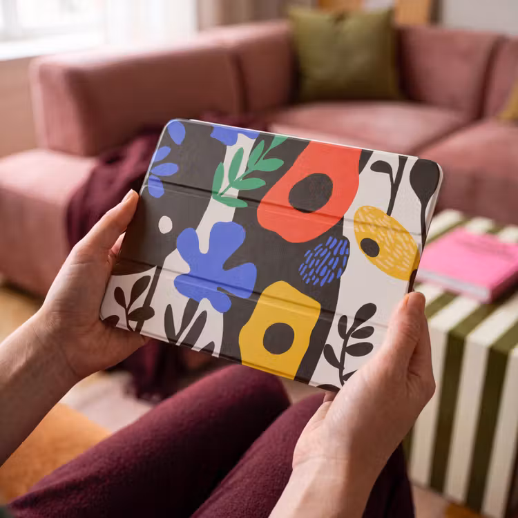 iPad hoes - Bloemen - Bladeren - Abstract - Zwart — 4