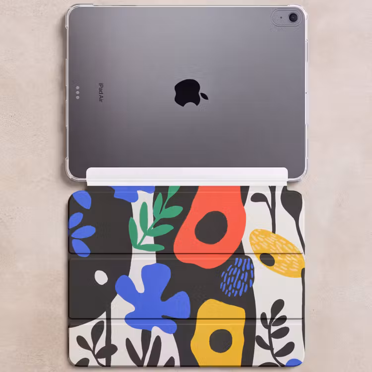 iPad hoes - Bloemen - Bladeren - Abstract - Zwart — 6