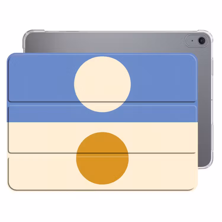 iPad hoes - Cirkels - Symmetrisch - Wit - Blauw- Geel — 1