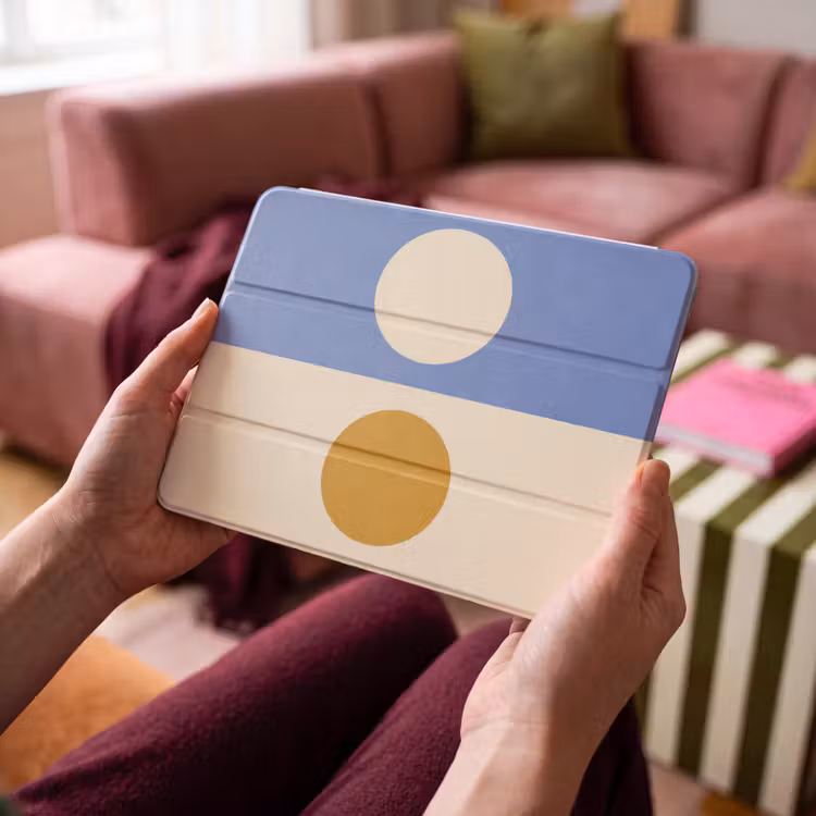 iPad hoes - Cirkels - Symmetrisch - Wit - Blauw- Geel — 4
