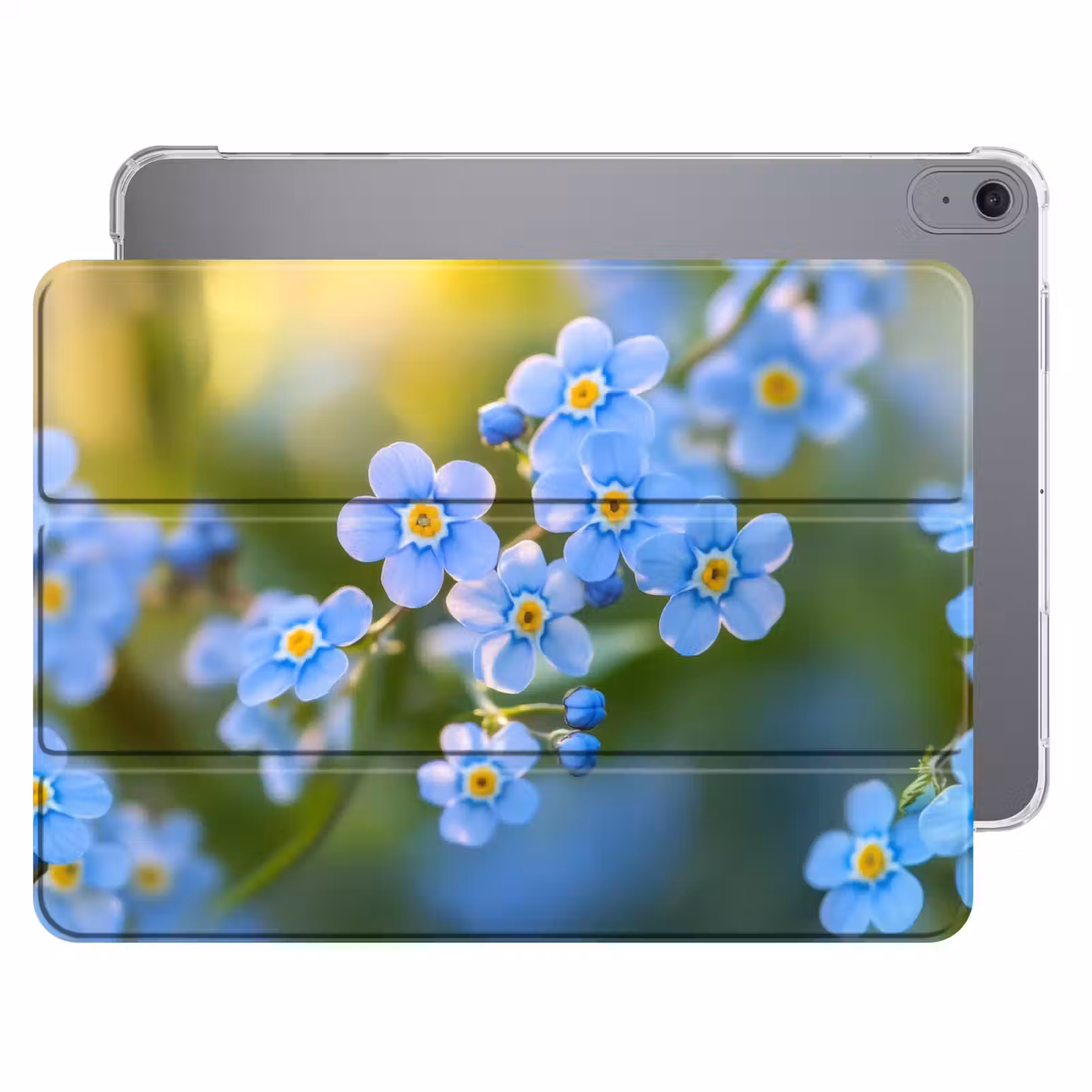 iPad hoes - Bloemetjes - Blauw - Vergeet mij nietjes — 1