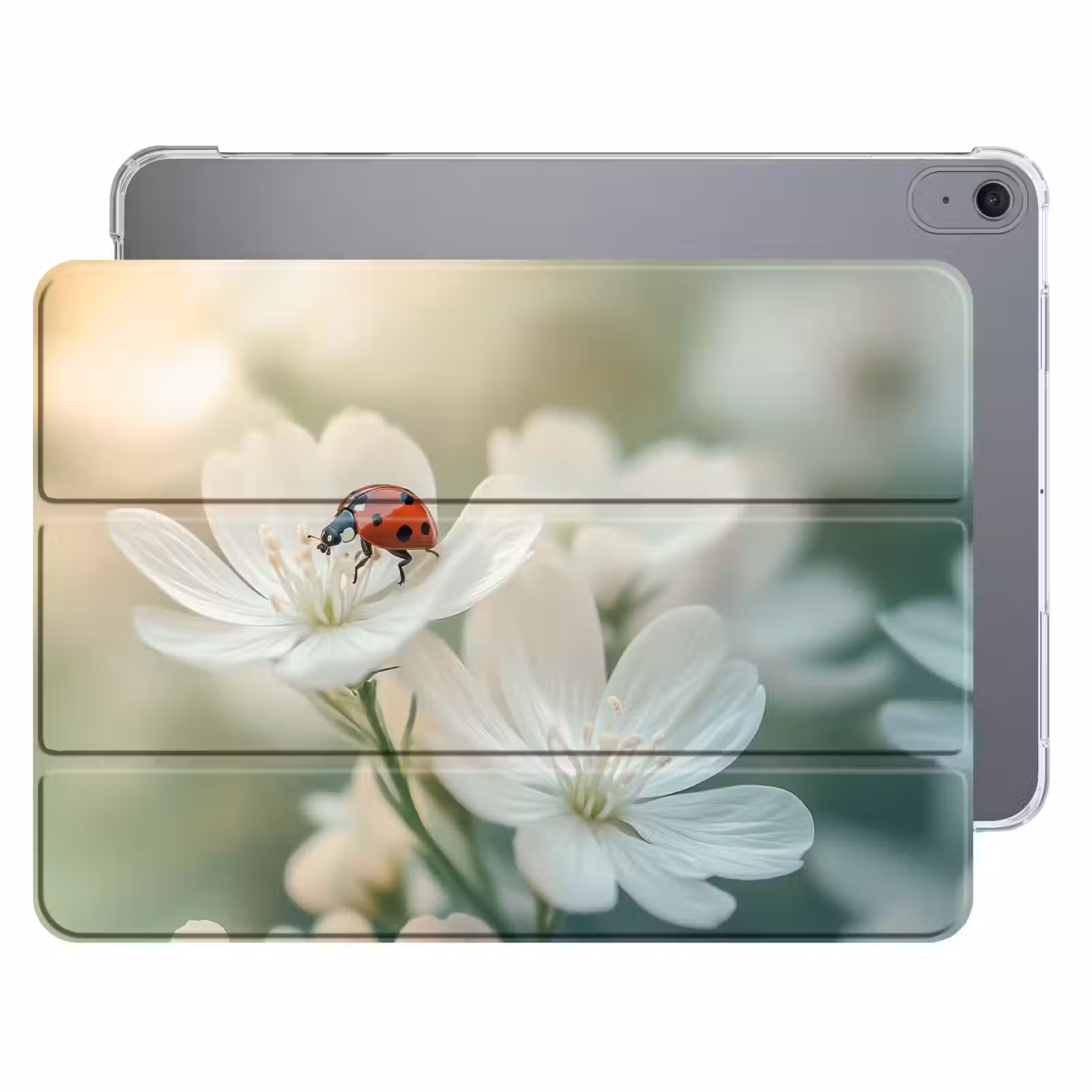 iPad hoes - Lieveheersbeestje - Bloemen - Wit — 1