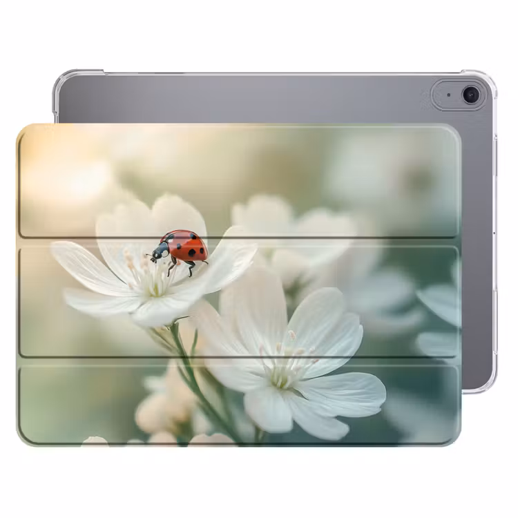 iPad hoes - Lieveheersbeestje - Bloemen - Wit — 1