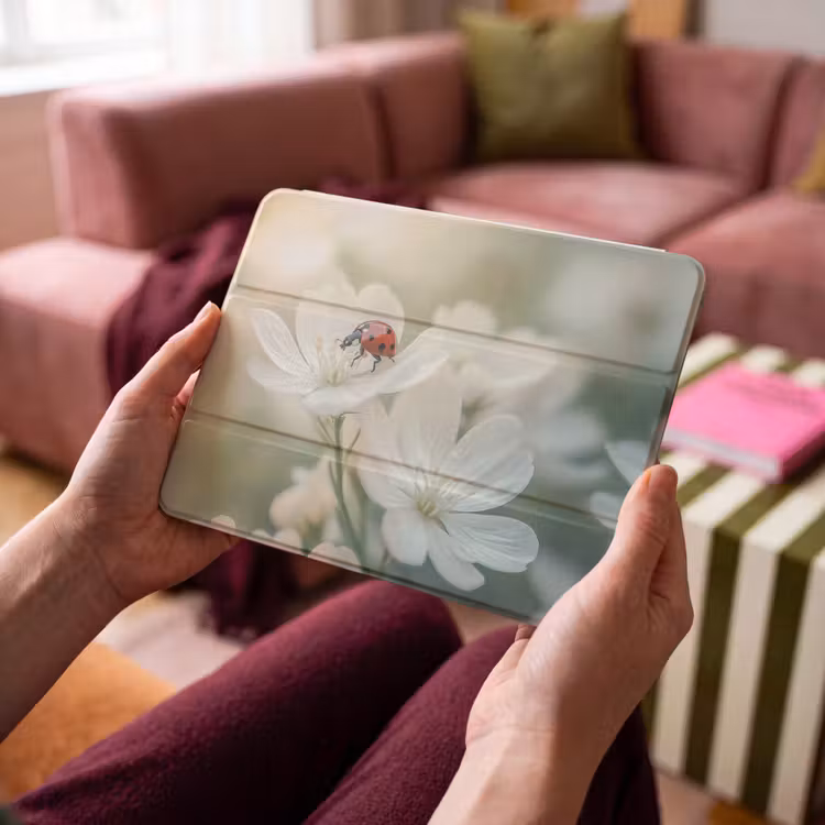 iPad hoes - Lieveheersbeestje - Bloemen - Wit — 4