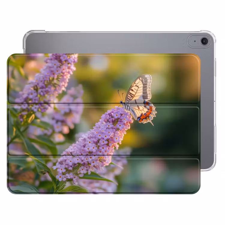 iPad hoes - Sierlijke - Vlinder - Paarse - Bloemen — 1