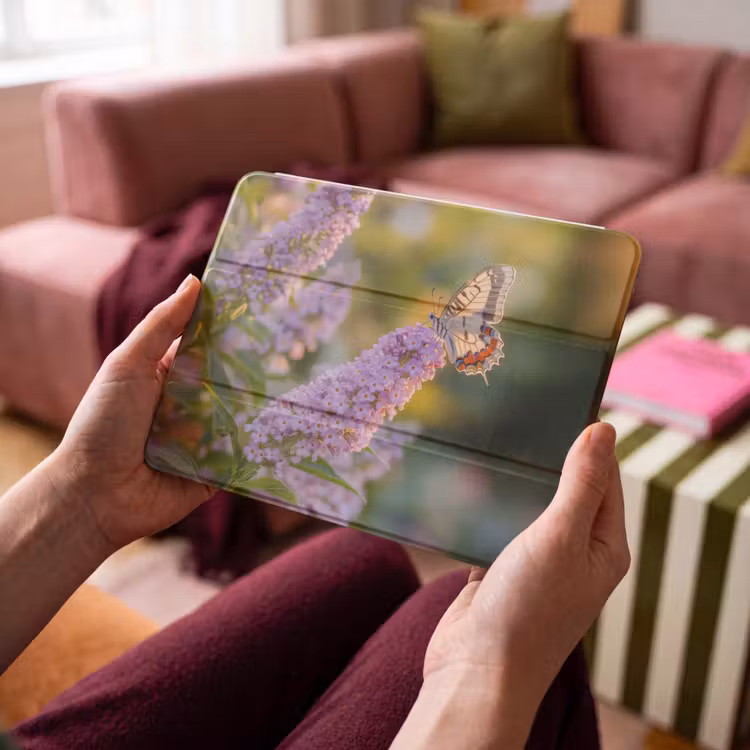 iPad hoes - Sierlijke - Vlinder - Paarse - Bloemen — 4