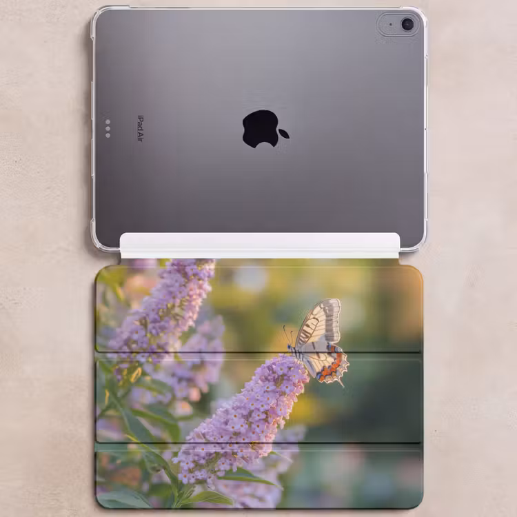 iPad hoes - Sierlijke - Vlinder - Paarse - Bloemen — 6