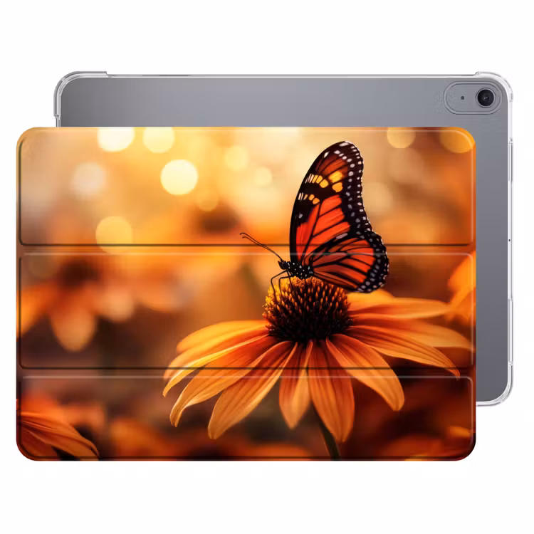 iPad hoes - Vlinder - Bloemen - Oranje — 1
