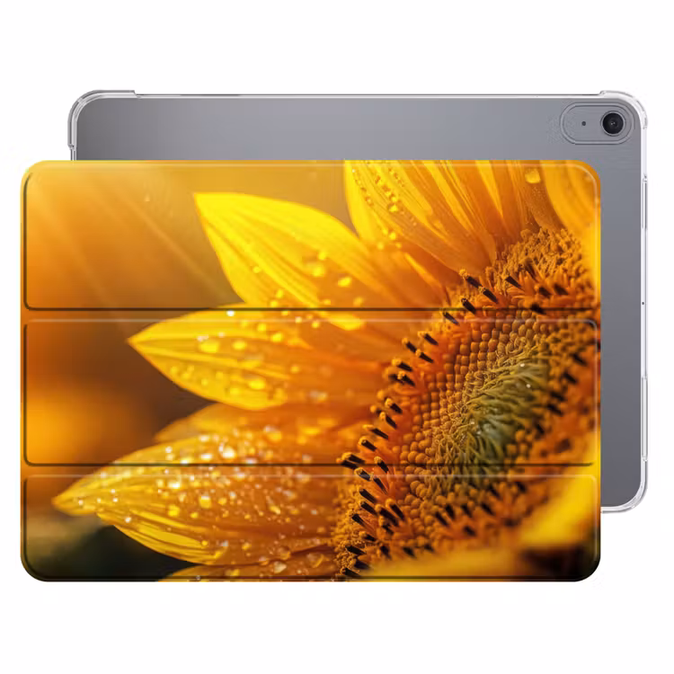 iPad hoes - Zonnebloem - Dauwdruppels - Geel - Zonlicht — 1