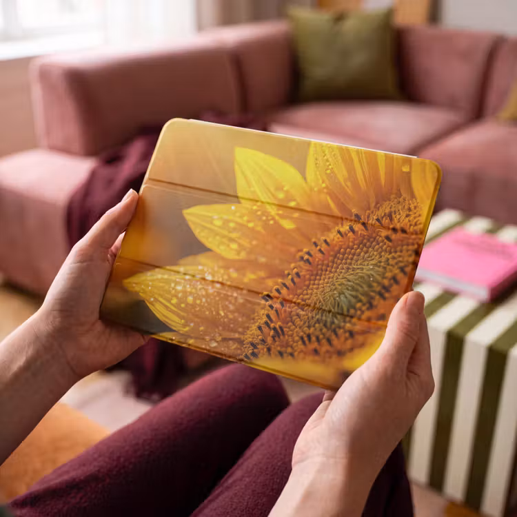 iPad hoes - Zonnebloem - Dauwdruppels - Geel - Zonlicht — 4