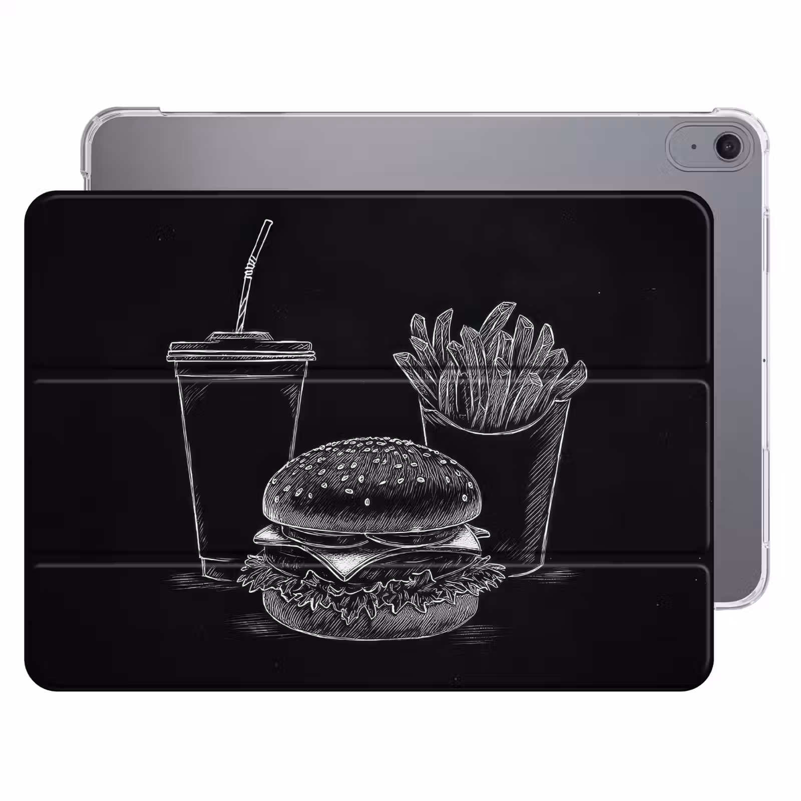 iPad hoes - Hamburger - Friet - Frisdrank - Krijttekening — 1