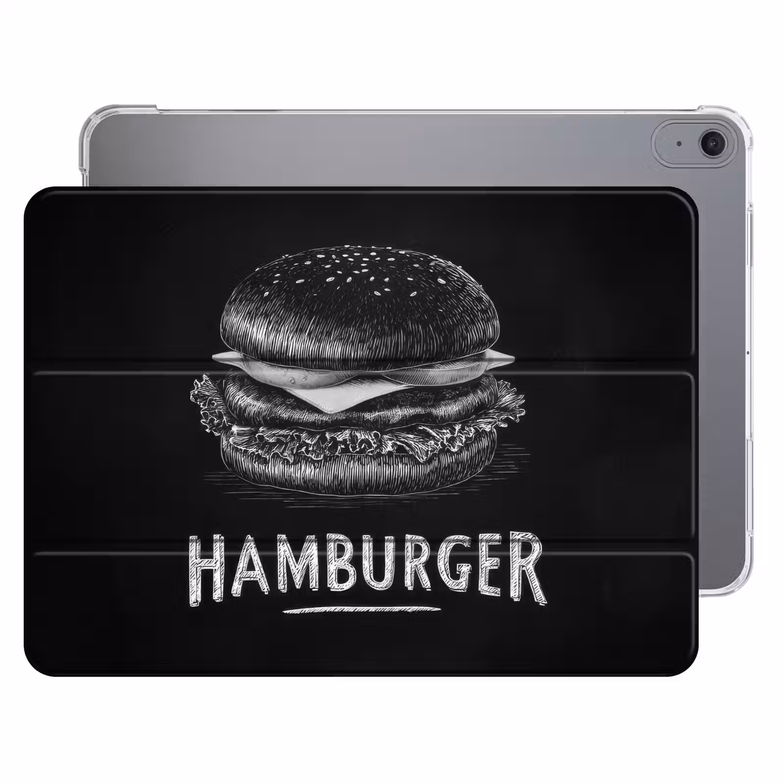 iPad hoes - Hamburger - Krijttekst - Zwart - Wit — 1