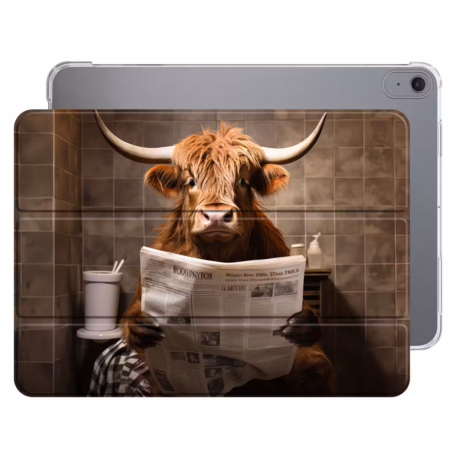 iPad hoes - Schotse hooglander - Krant - Toilet — 1