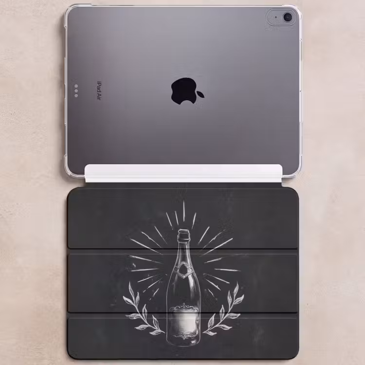 iPad hoes - Champagnefles - Lauriertakken - Zwarte achtergrond — 6