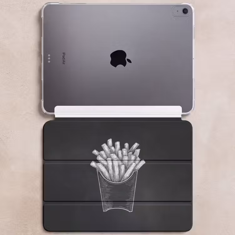 iPad hoes - Friet - Witte krijttekening - Zwart — 6