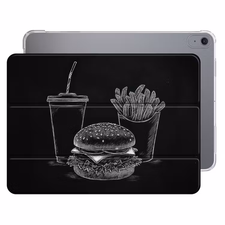 iPad hoes - Hamburger - Friet - Frisdrank - Krijttekening — 1