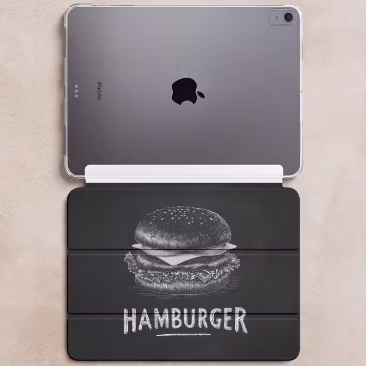 iPad hoes - Hamburger - Krijttekst - Zwart - Wit — 6