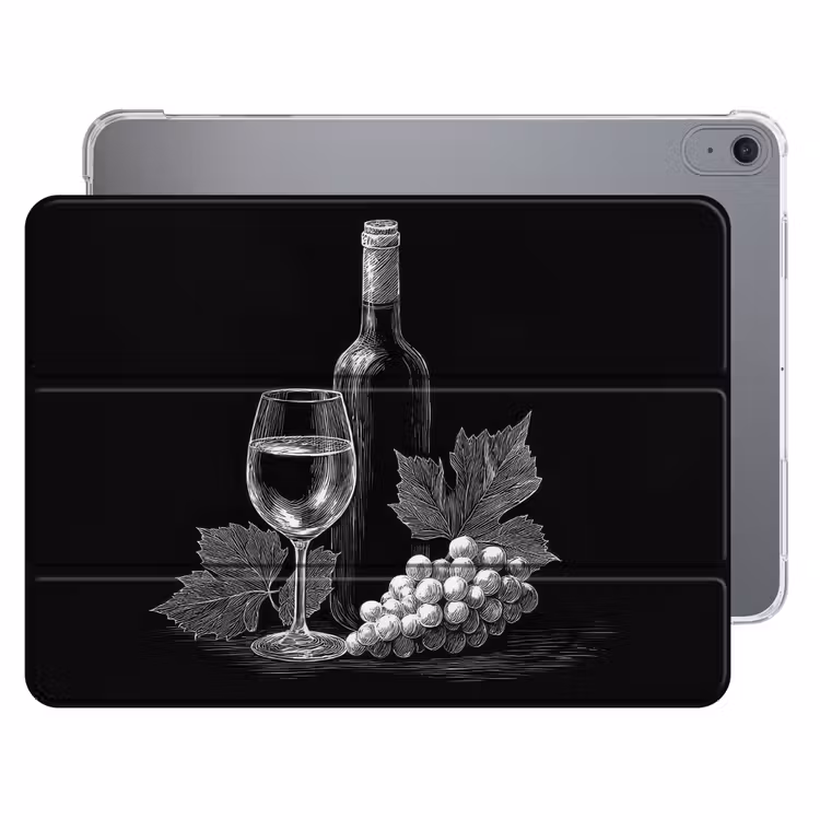 iPad hoes - Wijnfles - Glas - Druiven - Bladeren — 1