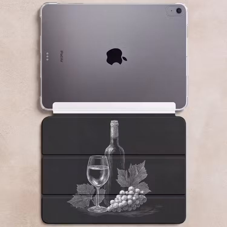 iPad hoes - Wijnfles - Glas - Druiven - Bladeren — 6