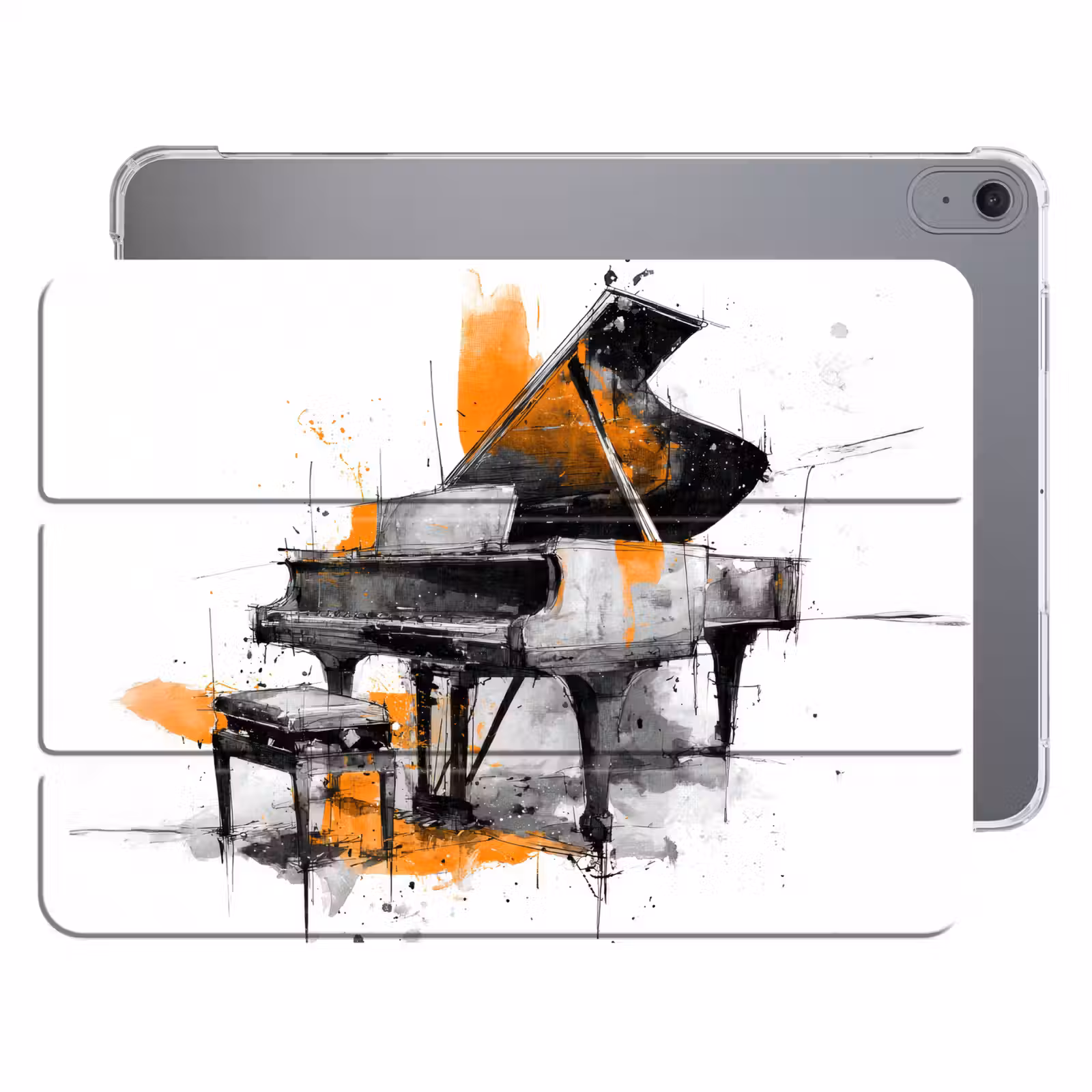 iPad hoes - Piano - Oranje - Zwart - schets lijnen — 1