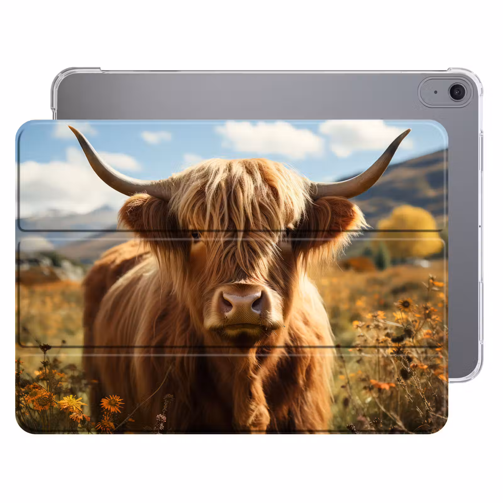 iPad hoes - Schotse hooglander - Bloemen - Hoorns - Wolken — 1