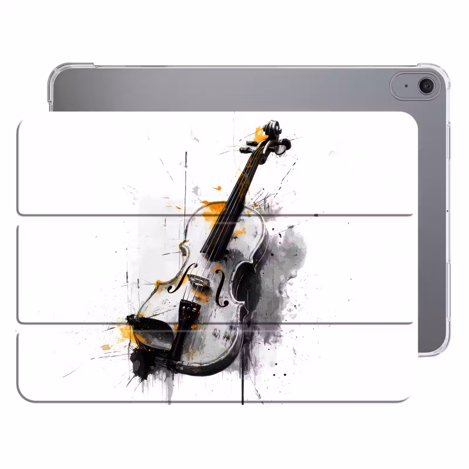 iPad hoes - Viool - Oranje - Zwart - Penseelstreken — 1