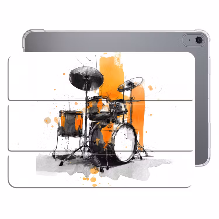 iPad hoes - Drumstel - Oranje - Zwart - Aquarelverf — 1