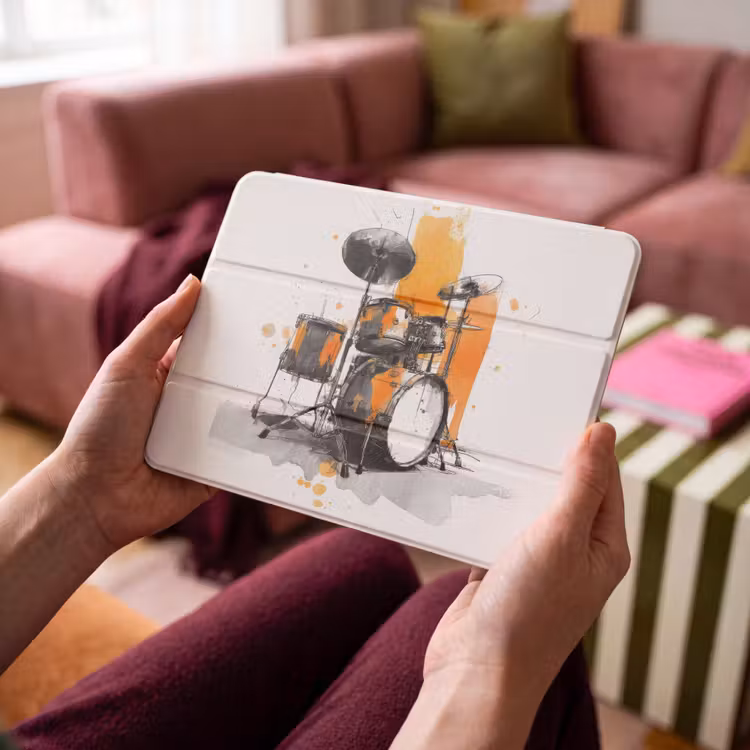 iPad hoes - Drumstel - Oranje - Zwart - Aquarelverf — 4