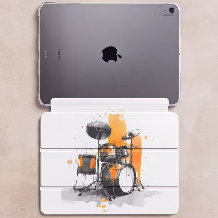 iPad hoes - Drumstel - Oranje - Zwart - Aquarelverf — 6