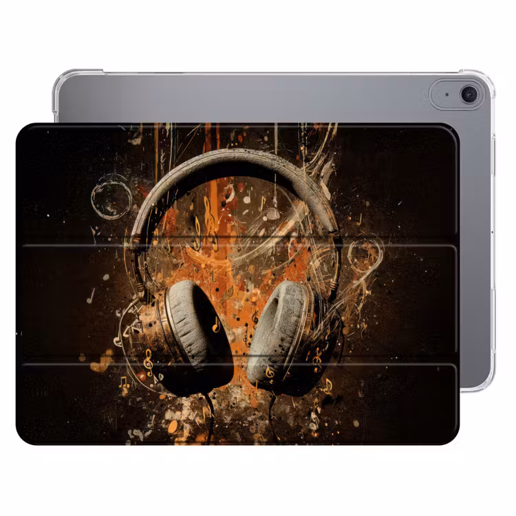 iPad hoes - Koptelefoon - Bruin - Dynamische penseelstreken — 1