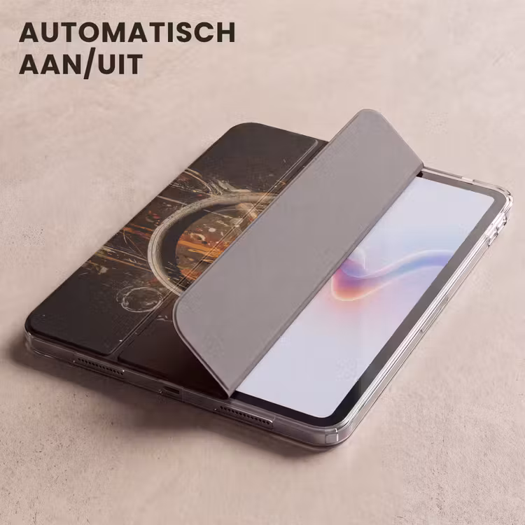 iPad hoes - Koptelefoon - Bruin - Dynamische penseelstreken — 5
