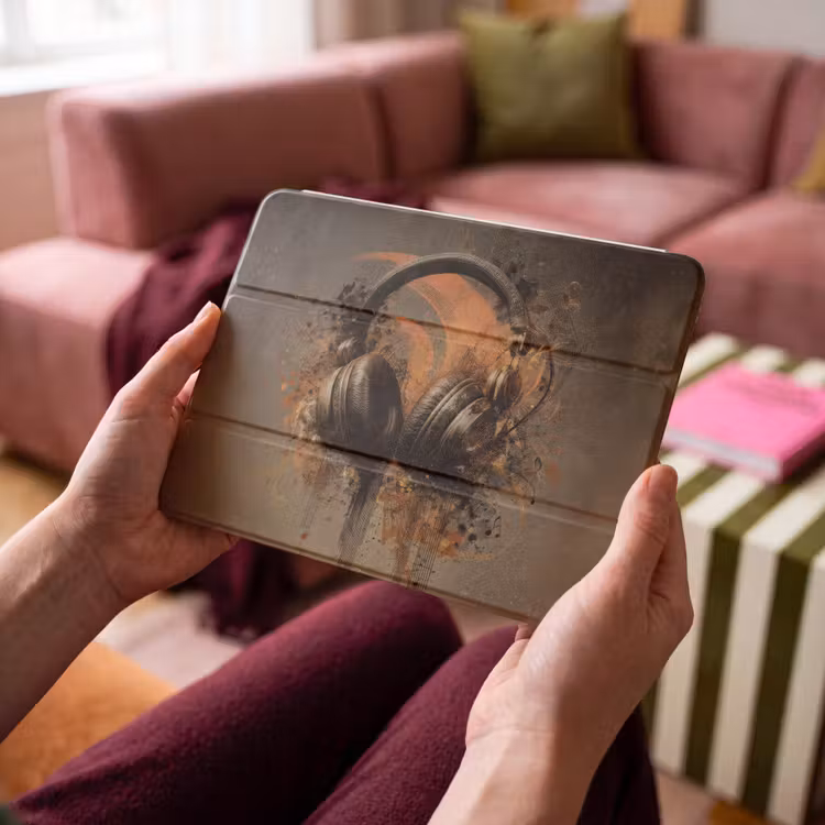 iPad hoes - Koptelefoon - Bruin - Verf - Vintage — 4