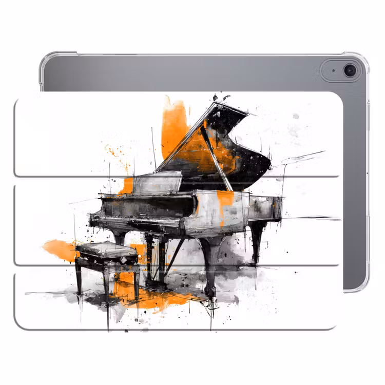 iPad hoes - Piano - Oranje - Zwart - schets lijnen — 1