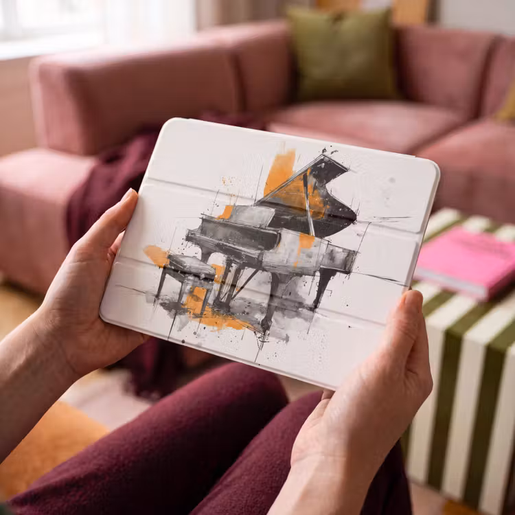 iPad hoes - Piano - Oranje - Zwart - schets lijnen — 4