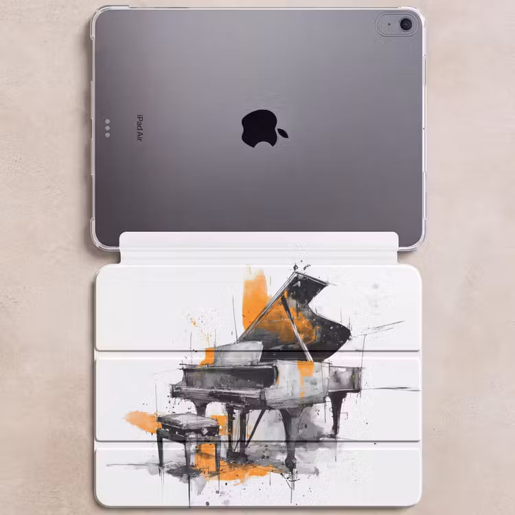 iPad hoes - Piano - Oranje - Zwart - schets lijnen — 6