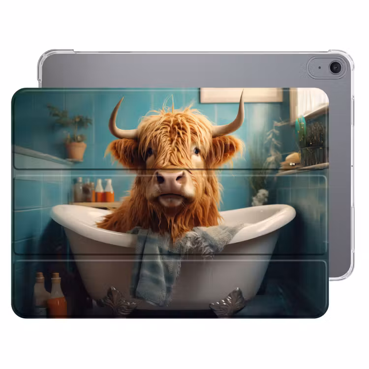 iPad hoes - Schotse hooglander - Badkamer - Blauw - Bad — 1