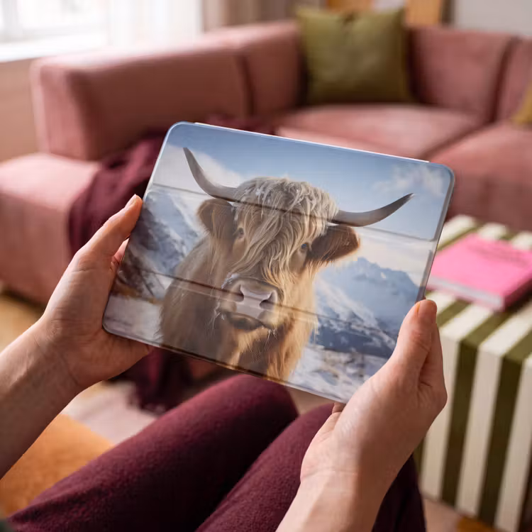 iPad hoes - Schotse hooglander - Bergen - Sneeuw — 4